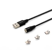 SAVIO KABEL MAGNETYCZNY USB - USB TYP C, MICRO I LIGHTNING, 2M, CZARNY CL-1 SAVIO