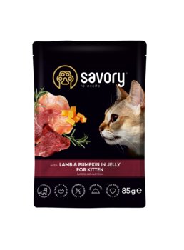 Savory Mokra karma dla kitten junior Jagnięcina dynia kurczak 6x85g - Savory