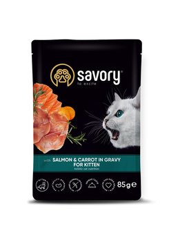 Savory mokra karma dla kitten junior łosoś marchewka kurczak 24x85g - Savory