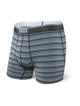 Saxx, Bokserki męskie, Quest Boxer Brief Fly Daybreak Stripe, czarny, rozmiar M - SAXX