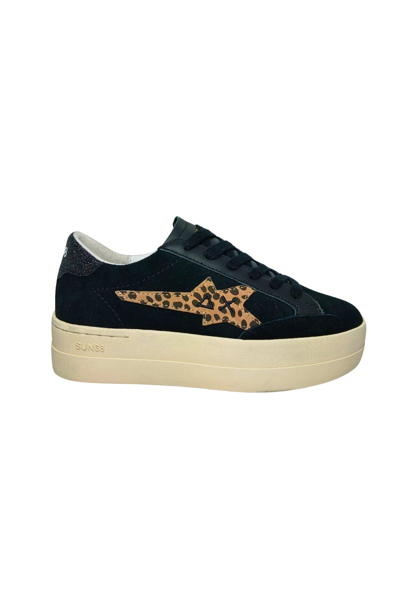Sun68 Sneaker Bambina Ally Big Glitter Kid - Scarpe Ginnastica Glitterate Nero, Modello Z44417K, Taglia 31