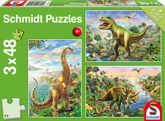Schmidt, puzzle, Dinozaury, 3x48 el.