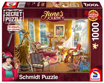 Schmidt, puzzle, June's Journey (Secret Puzzle) Salon w domu rodzinnym, 1000 el. - Schmidt