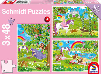 Schmidt, puzzle, Księżniczki w ogrodzie, 3x48 el. - Schmidt