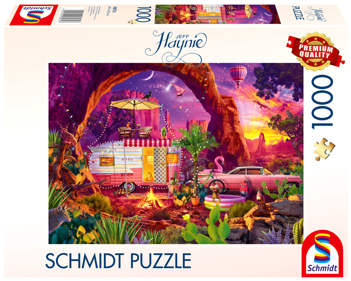 Schmidt Spiele 58573 Puzzle 1000 Pezzi 'Con La Roulotte Al Mare' - Jeff Haynie, Qualità Premium, Dimensioni 69,3x49,3cm