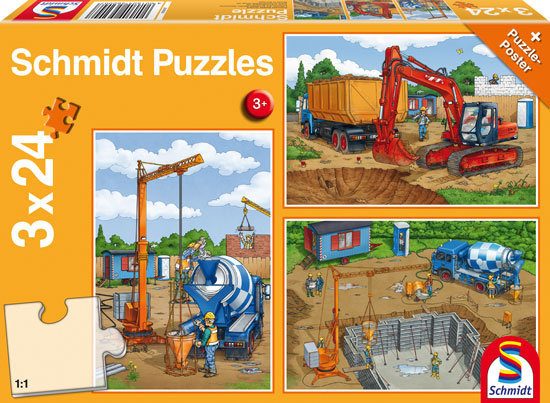 Schmidt, puzzle, Uwaga! Roboty budowlane, 3x24 el.