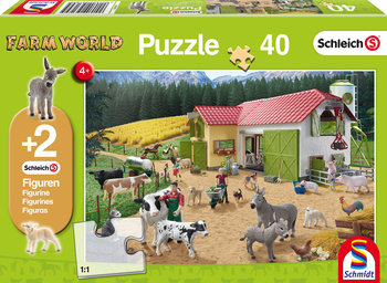Schmidt, Schleich, puzzle Dzień na farmie + 2 figurki - Schmidt