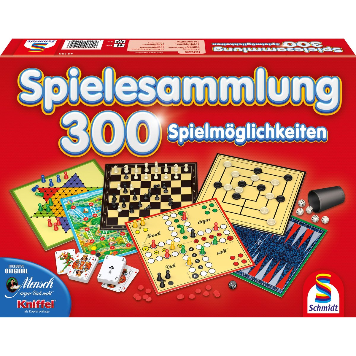 Schmidt Spiele 49195 – Set De 300 Juegos De Mesa En Rojo, Para 1 O Más Jugadores Desde 6 Años