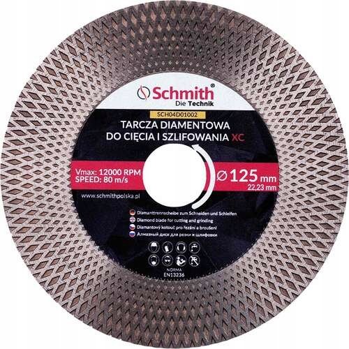 SCHMITH Tarcza diamentowa 125 mm do cięcia płytek pod kątek 45°