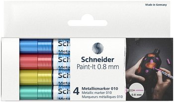 Schneider, marker akrylowy paint-it metallic, 4 sztuki, niebieski, czerowny, żółty, zielony  - Schneider