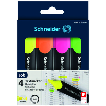 Schneider, Zestaw zakreślaczy, 4 kolory - Schneider