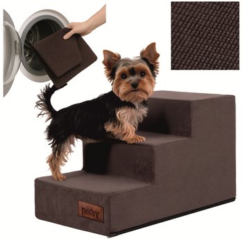 SCHODKI DLA PSA Schody dla psów kotów Rampa Antypoślizgowa, 3 stopnie 30 cm - BRĄZOWY  - Doggy