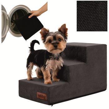 SCHODKI DLA PSA Schody dla psów kotów Rampa Antypoślizgowa, 3 stopnie 30 cm - CZARNY - Doggy