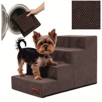 SCHODKI DLA PSA Schody dla psów kotów Rampa Antypoślizgowa, 4 stopnie 40 cm - BRĄZOWY