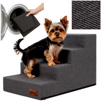 SCHODKI DLA PSA Schody dla psów kotów Rampa Antypoślizgowa, 4 stopnie 40 cm - CZARNY