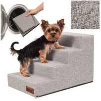 SCHODKI DLA PSA Schody dla psów kotów Rampa Antypoślizgowa, 4 stopnie 40 cm - POPIEL