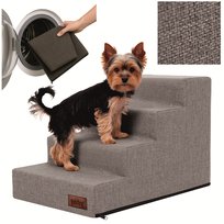 SCHODKI DLA PSA Schody dla psów kotów Rampa Antypoślizgowa, 4 stopnie 40 cm - SZARY