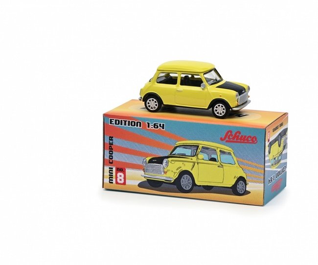 Zdjęcia - Auto dla dzieci SCHUCO Mini Cooper Yellow  Paperbox 1:64 452031200 