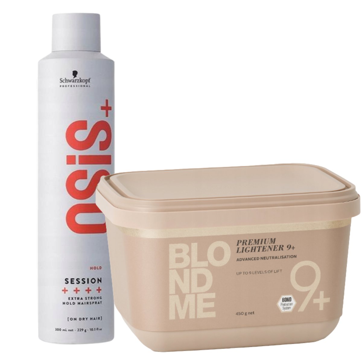 Empik Schwarzkopf | Set: BlondMe Premium Lift 9+ lightener 450g + Osis+ Session Extra Strong Hold hairspray 300ml