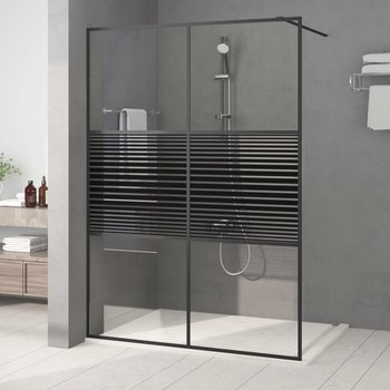 Ścianka prysznicowa, czarna, 140x195 cm, przejrzyste szkło ESG - vidaXL