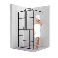 ŚCIANKA SZYBA PRYSZNICOWA WALK-IN 100CM CZARNA DRZWI KABINA SZKŁO 8MM LOFT