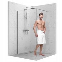 Ścianka Szyba Prysznicowa Walk-In 140 Cm Chrom Kabina Drzwi Szkło 8Mm Esg