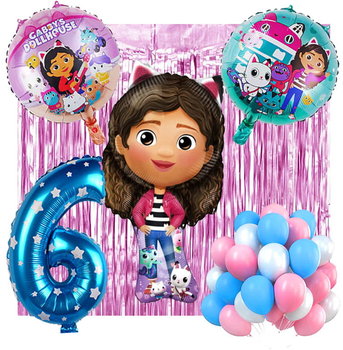 Ścianka Zestaw Balonów Na 6 Urodziny Koci Domek Gabi 35Szt
