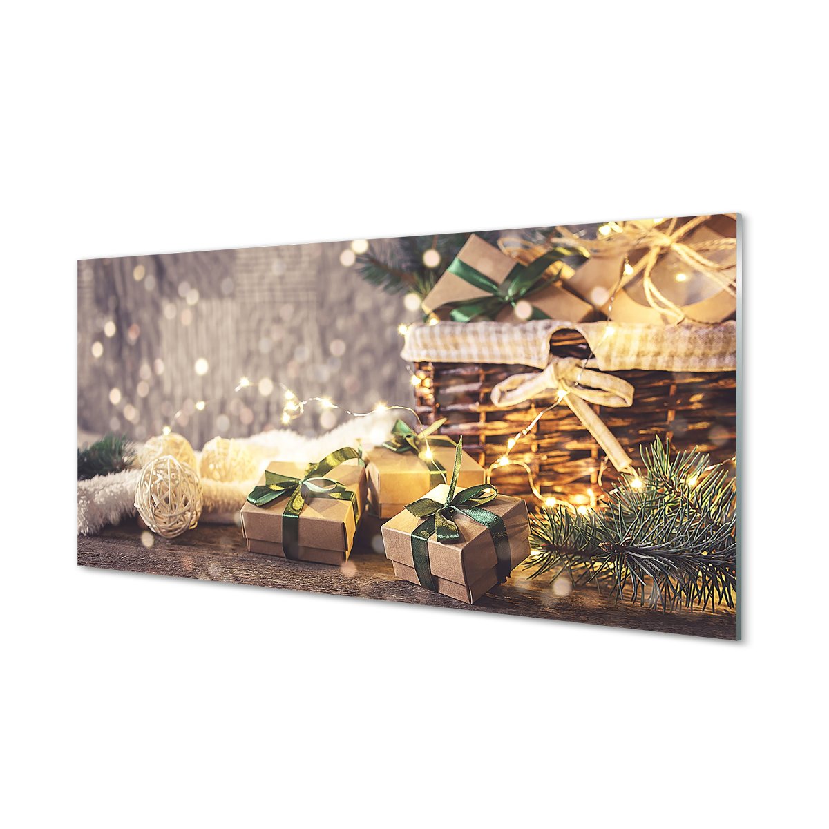 Ścienny panel Prezenty gałązki bombki 120x60 cm