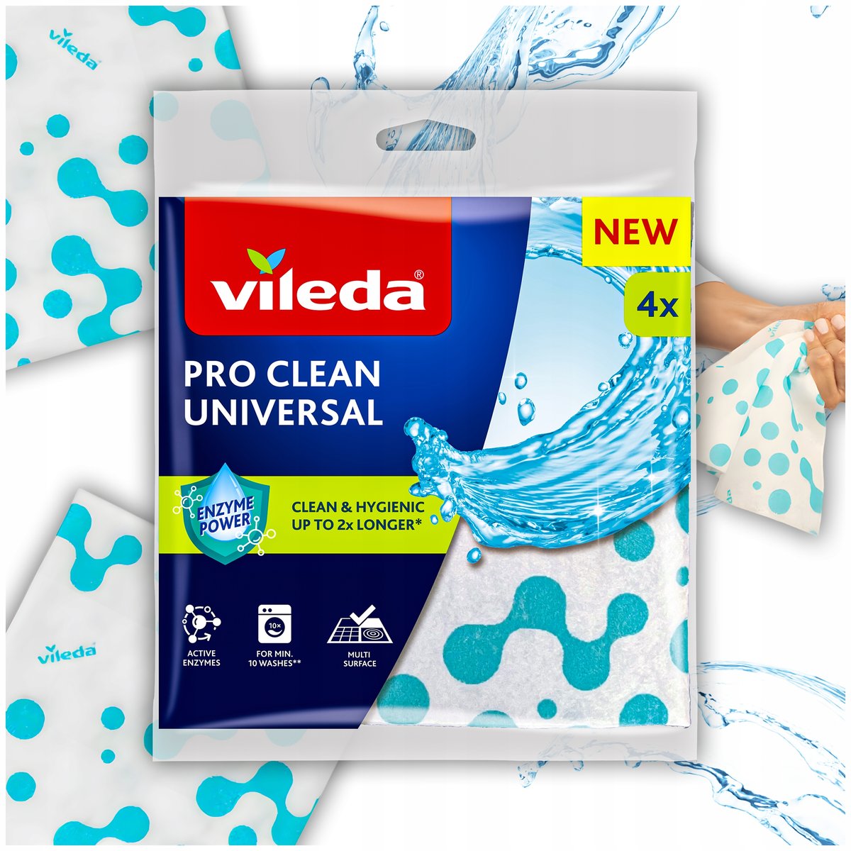 Ściereczka uniwersalna z enzymami Vileda Pro Clean 4 szt. - Vileda ...