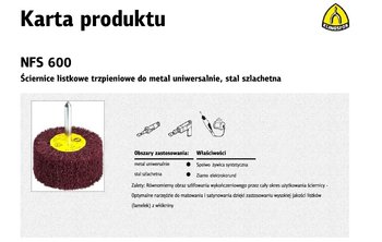 Ściernica listkowa KLINGSPOR, trzpieniowa z włókniny, 600, 60x50x6 mm, coarse - KLINGSPOR