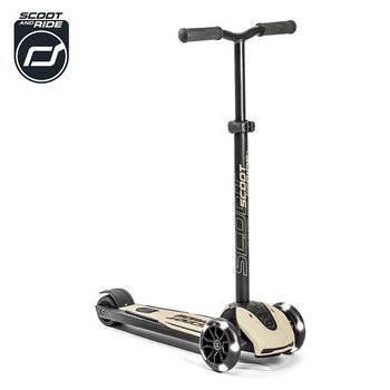 Scoot and Ride, Hulajnoga trójkołowa balansowa, Highwaykick 5 Ash, koła LED, 5+, kremowy - Scoot and Ride