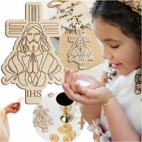 Scrapki KRZYŻ ze sklejki 1SZT KRZYŻYK dekoracja bok tortu NA I KOMUNIE 10cm