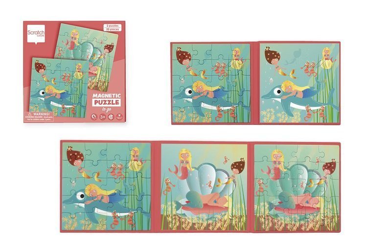 Scratch, puzzle magnetyczne Książka podróżna Syrenki 2 obrazki