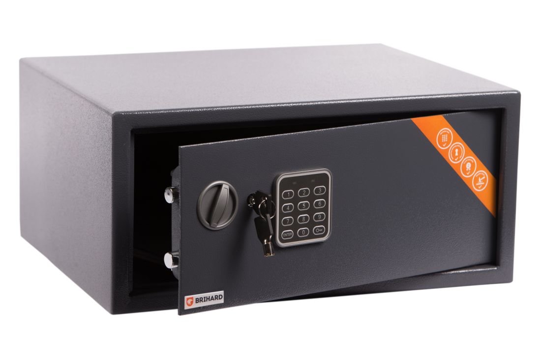 Sejf meblowy z zamkiem elektronicznym BRIHARD Laptop, szary, 27 l