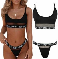 Seksowny Komplet Bielizny Erotycznej Stanik + Stringi Sexy Baby Czarny L/Xl Inna marka
