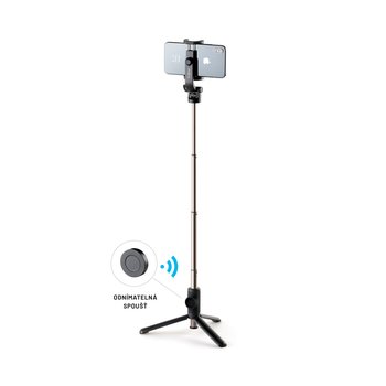 Selfie stick ze statywem FIXED Snap i bezprzewodowym wyzwalaczem, gwint 1/4", czarny - FIXED