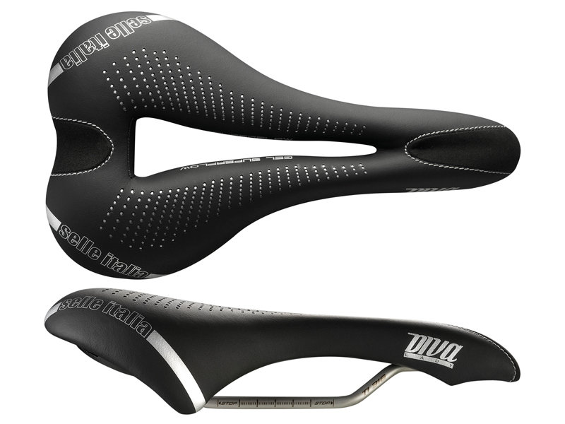 Selle Italia, Siodło rowerowe, Diva Gel Super Flow S3, TI 316 Tube 7, czarny