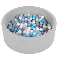 Selonis Suchy basen okrągły z piłeczkami 6cm jasnoszary: szary-biały-babyblue 90x30cm/200piłek   