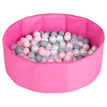 Selonis, suchy basen składany z piłeczkami 6cm różowy: perła-szary-transparent-pudrowy róż 80x23/100piłek - Selonis