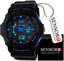 SENSORR Sportowy zegarek dziecięcy dla chłopca analogowo cyfrowy