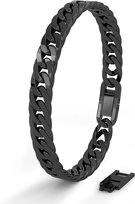 SERASAR, Bransoleta ze stali nierdzewnej premium dla mężczyzn [Cuban] Stal chirurgiczna 316L, Czarny, 23 cm, Wodoodporna, Bezpieczne zapięcie, W zestawie pudełeczko na biżuterię, Idealny prezent dla niego