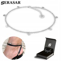 SERASAR, bransoletka na kostkę ze srebra próby 925 dla kobiet z napisem „Coin” wykonana z 18-karatowego złota, regulowana długość, kolor srebrny, w zestawie pudełeczko na biżuterię, idealny prezent urodzinowy lub rocznicowy dla niej