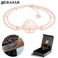 SERASAR, Bransoletki ze srebra próby 925 dla kobiet z powłoką z 18-karatowego prawdziwego złota, „Life”, regulowana długość, kolor różowego złota, w zestawie pudełko na biżuterię, idealny prezent urodzinowy lub rocznicowy dla niej