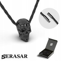 SERASAR, męski skórzany naszyjnik „Czaszka” z bezpiecznym zapięciem, czarny, 50 cm, idealny prezent dla niego