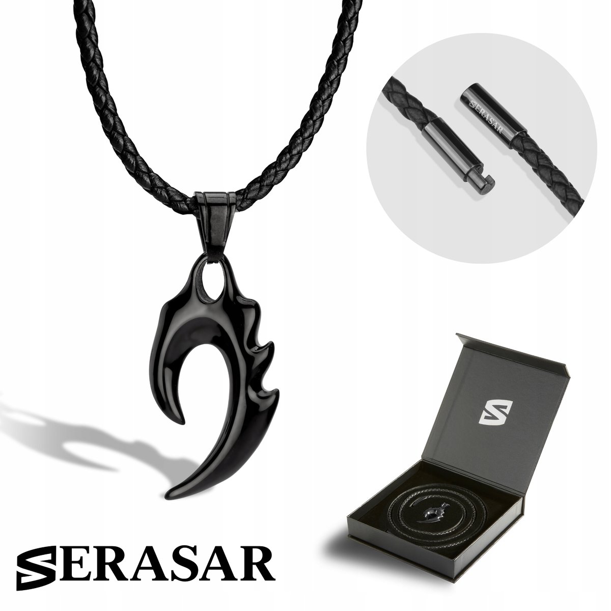 SERASAR Men's Leather Necklace With Stainless Steel Cross Pendant – Adjustable, Nickel-Free, 3 Colors Available