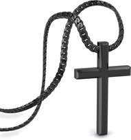 SERASAR, Naszyjnik Premium dla mężczyzn [Faith] | Stal chirurgiczna 316L, Wodoodporny, Solidny łańcuszek, Bezpieczne zapięcie, Czarny, 50 cm, Zawiera pudełko na biżuterię