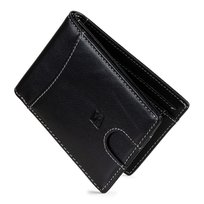 SERASAR, Portfel męski klasy premium wykonany z prawdziwej skóry, 11 przegródek na karty „Clever” bez przegródki na monety, ochrona RFID, przegródka na banknoty, ekskluzywne pudełko prezentowe, świetny pomysł na prezent, czarny/biały