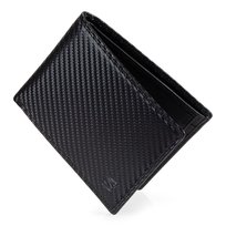 SERASAR, Premium portfel ze skóry naturalnej „Carbon” dla mężczyzn w kolorze czarnym, 9 przegródek na karty, ochrona RFID, ekskluzywne pudełko prezentowe, świetny pomysł na prezent