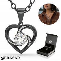 SERASAR, Srebrny naszyjnik dla kobiet „Emotion” ze złoceniem 18k, kolor czarny, w zestawie pudełko prezentowe, prezent urodzinowy lub walentynkowy dla niej