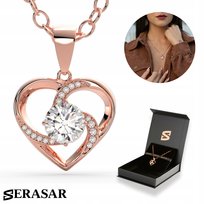 SERASAR, Srebrny naszyjnik dla kobiet „Emotion” ze złoceniem 18k, kolor różowego złota, w zestawie pudełko prezentowe, prezent urodzinowy lub walentynkowy dla niej